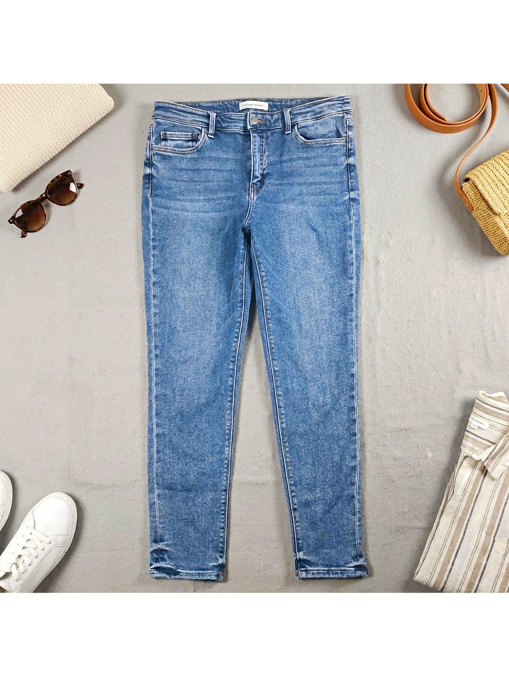Flying Monkey Stretch Denim Jeans 31 Blue Solid Cotton Blend